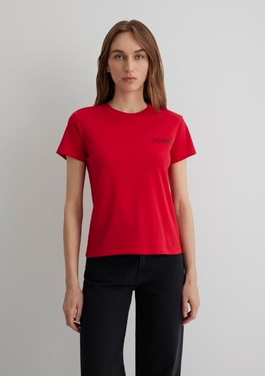  Mavi Mavi Logo Baskılı Kırmızı Tişört Semi Slim Fit / Yarı Dar Kesim 1612962-82054