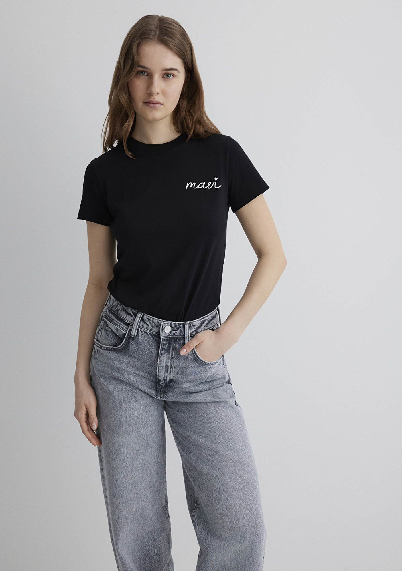 Mavi Mavi Logo Baskılı Siyah Tişört Semi Slim Fit / Yarı Dar Kesim 1612962-900