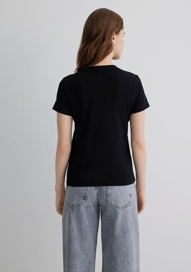  Mavi Mavi Logo Baskılı Siyah Tişört Semi Slim Fit / Yarı Dar Kesim 1612962-900