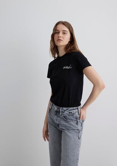  Mavi Mavi Logo Baskılı Siyah Tişört Semi Slim Fit / Yarı Dar Kesim 1612962-900