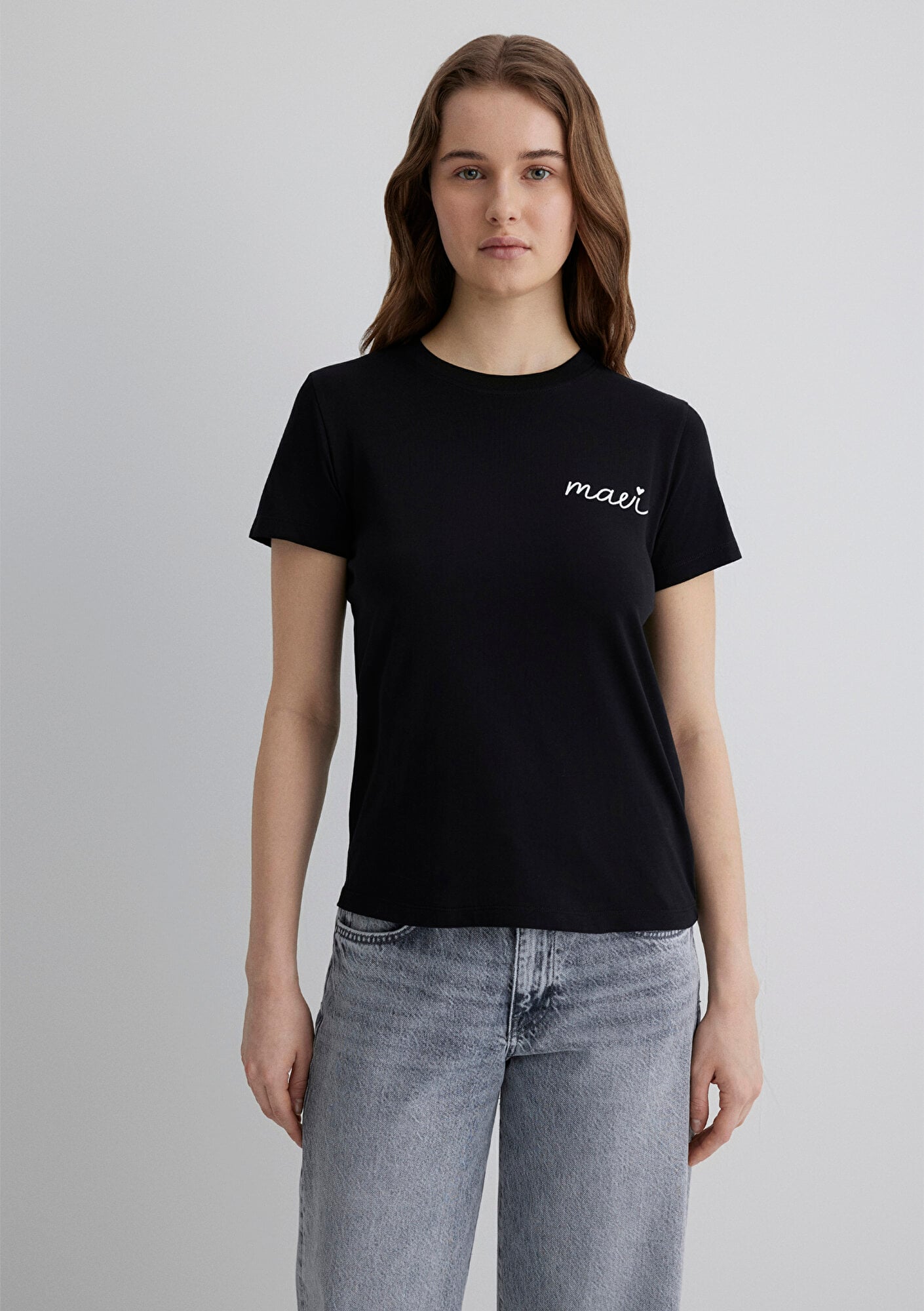 Mavi Mavi Logo Baskılı Siyah Tişört Semi Slim Fit / Yarı Dar Kesim 1612962-900