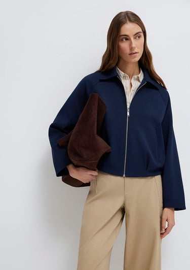  Mavi Lacivert Crop Ceket Oversize / Geniş Kesim 1110820-82318