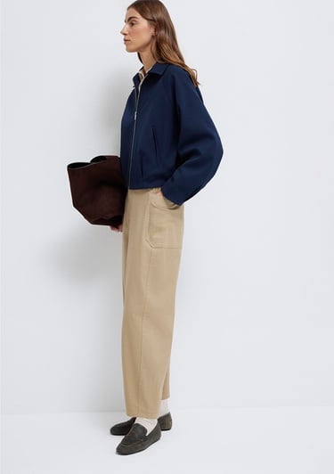  Mavi Lacivert Crop Ceket Oversize / Geniş Kesim 1110820-82318