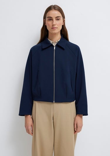  Mavi Lacivert Crop Ceket Oversize / Geniş Kesim 1110820-82318