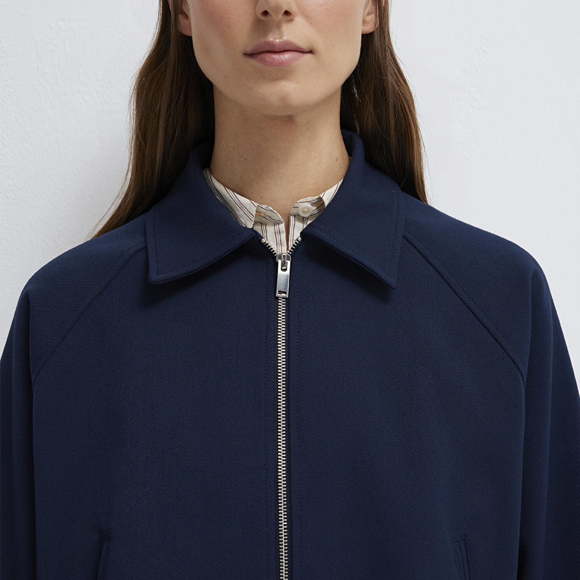 Mavi Lacivert Crop Ceket Oversize / Geniş Kesim 1110820-82318