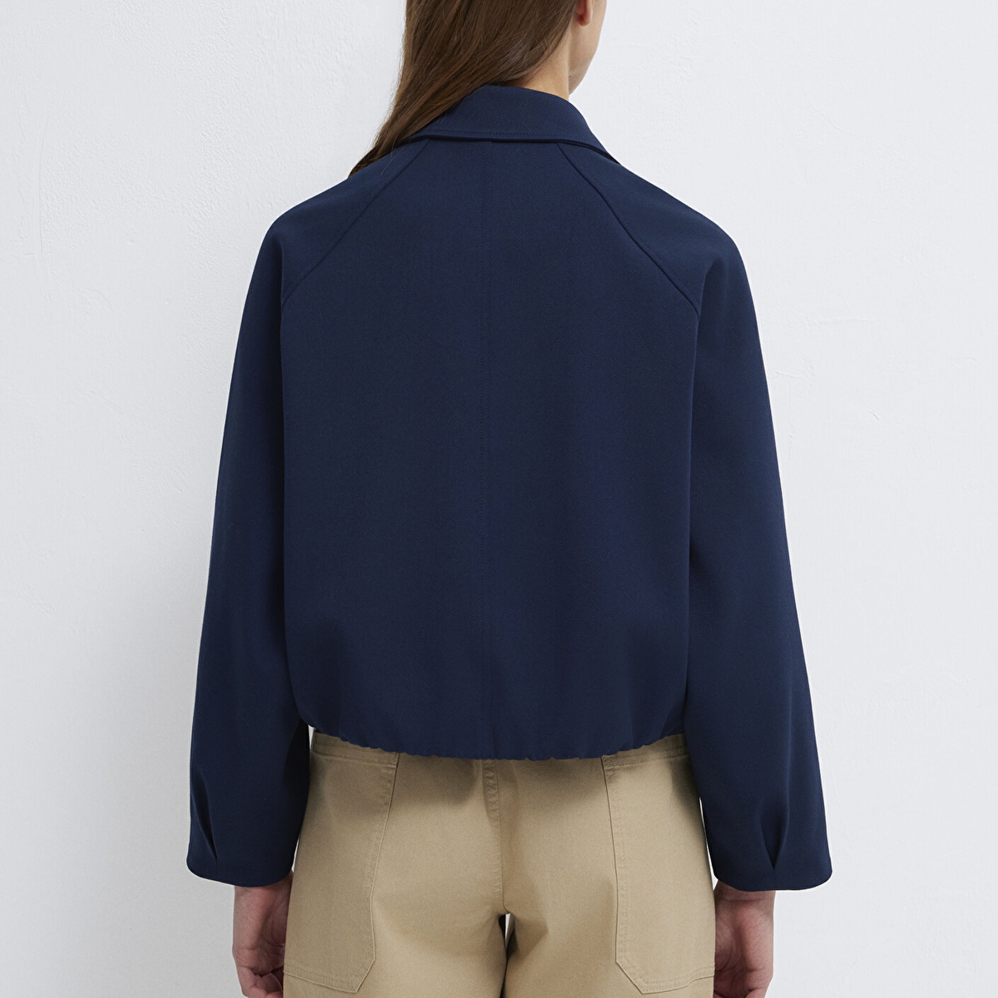 Mavi Lacivert Crop Ceket Oversize / Geniş Kesim 1110820-82318