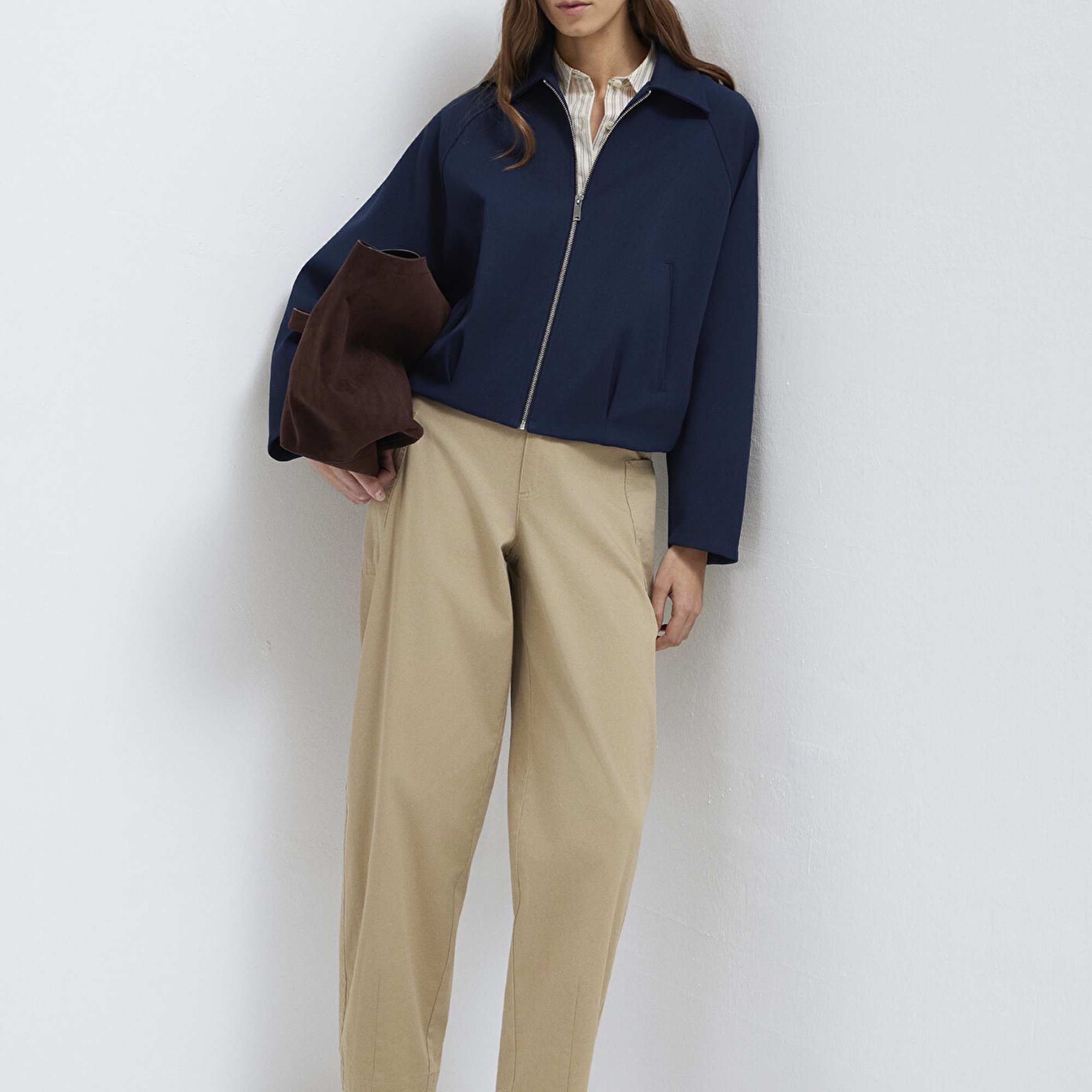 Mavi Lacivert Crop Ceket Oversize / Geniş Kesim 1110820-82318