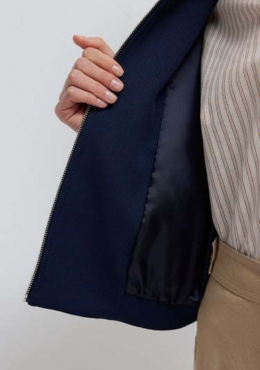  Mavi Lacivert Crop Ceket Oversize / Geniş Kesim 1110820-82318