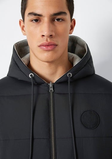  Mavi Çift Taraflı Kapüşonlu Siyah Mont 0110770-71379