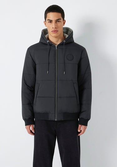  Mavi Çift Taraflı Kapüşonlu Siyah Mont 0110770-71379