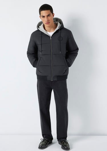  Mavi Çift Taraflı Kapüşonlu Siyah Mont 0110770-71379