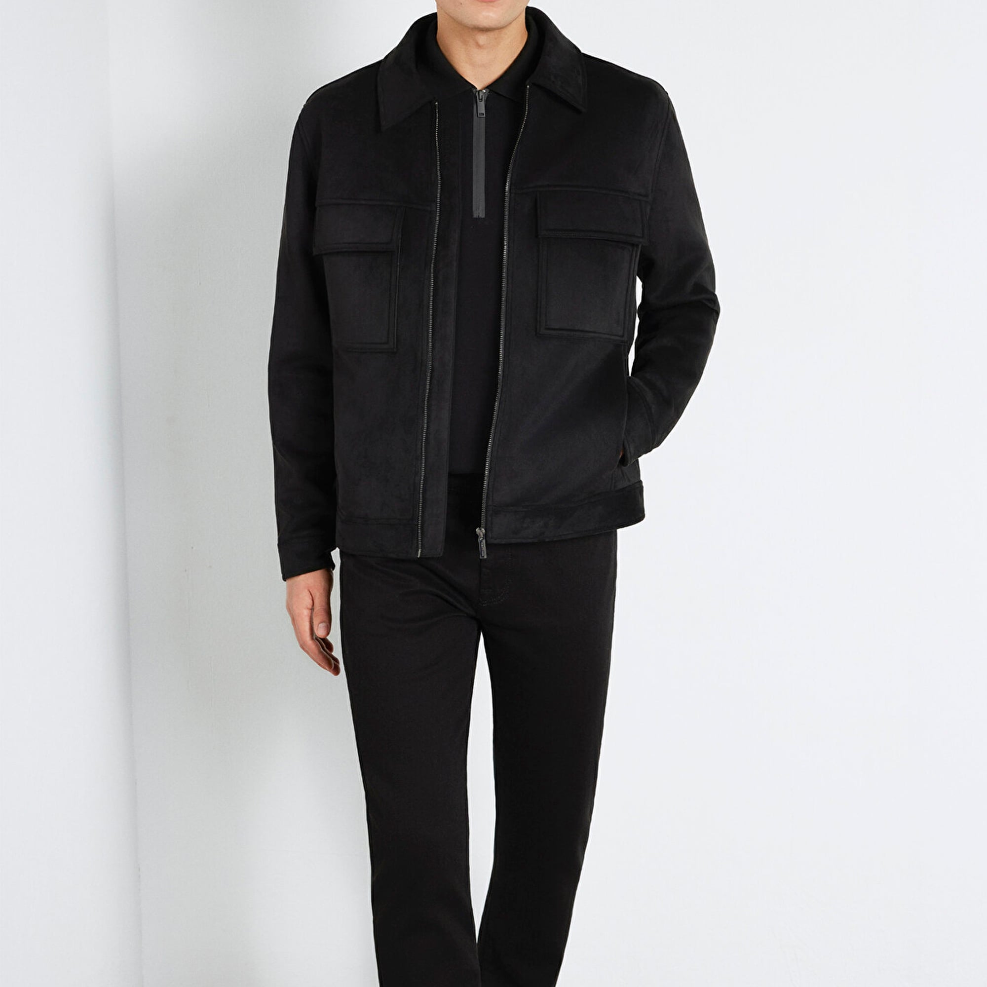 Mavi Mavi Black Cep Detaylı Siyah Suni Deri Ceket Regular Fit / Normal Kesim 0110783-71379