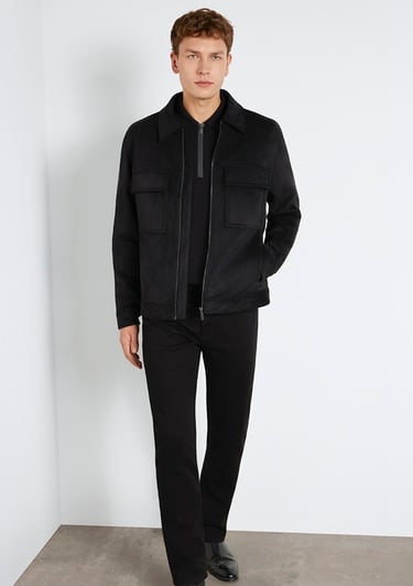  Mavi Mavi Black Cep Detaylı Siyah Suni Deri Ceket Regular Fit / Normal Kesim 0110783-71379