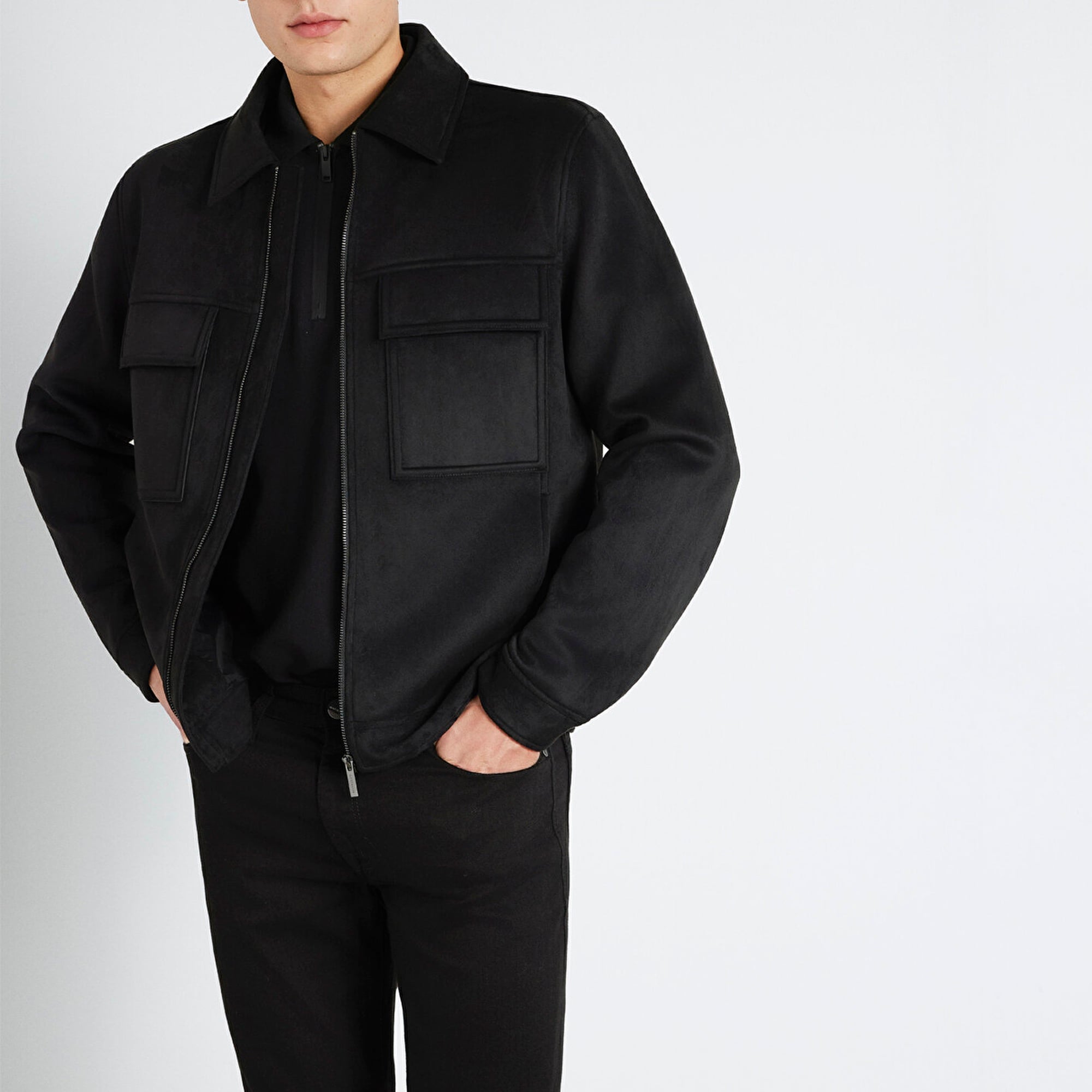 Mavi Mavi Black Cep Detaylı Siyah Suni Deri Ceket Regular Fit / Normal Kesim 0110783-71379