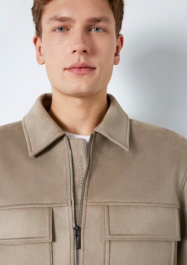  Mavi Mavi Black Cep Detaylı Bej Suni Deri Ceket Regular Fit / Normal Kesim 0110783-80697