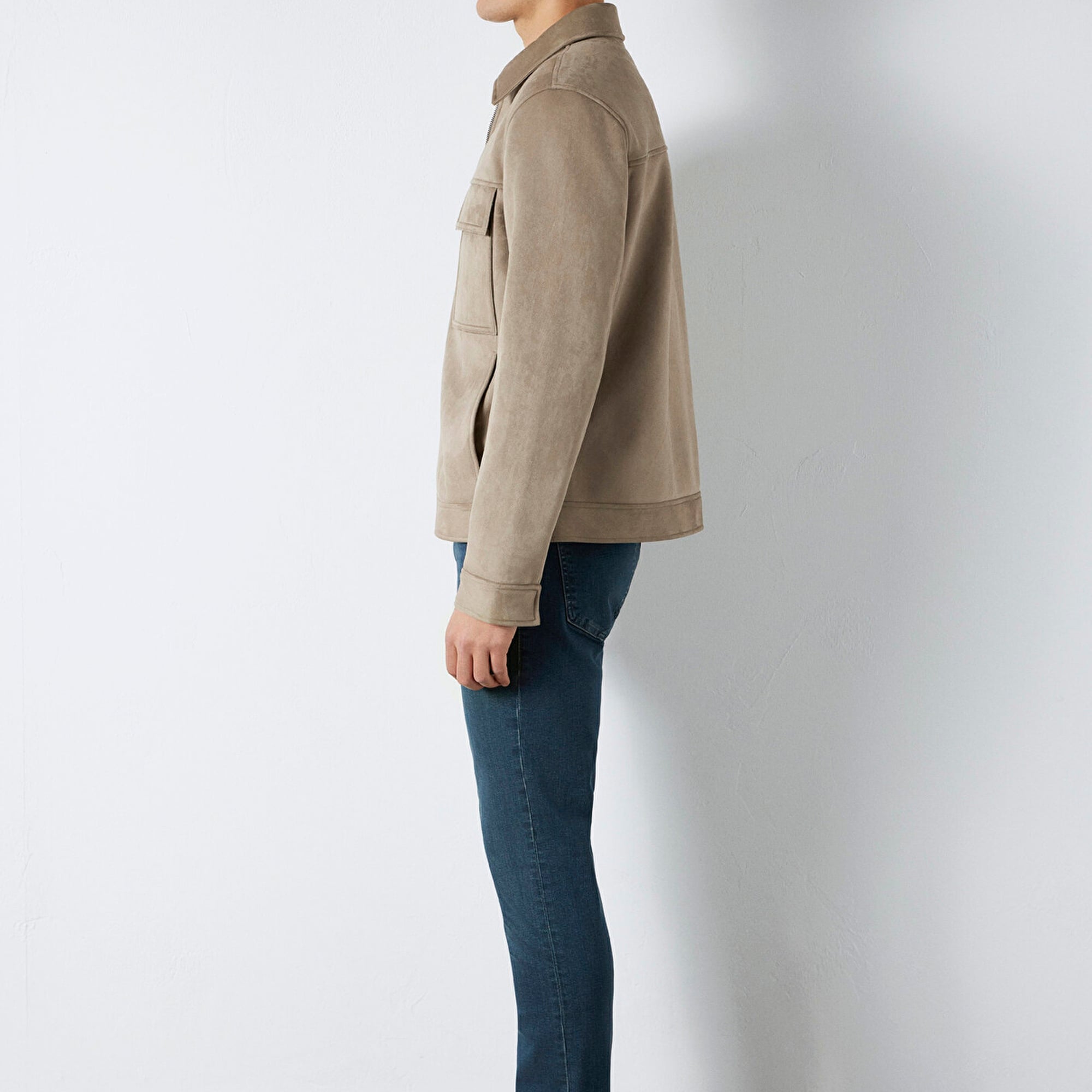 Mavi Mavi Black Cep Detaylı Bej Suni Deri Ceket Regular Fit / Normal Kesim 0110783-80697