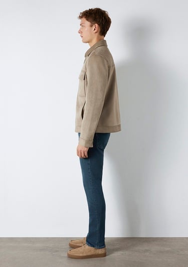  Mavi Mavi Black Cep Detaylı Bej Suni Deri Ceket Regular Fit / Normal Kesim 0110783-80697