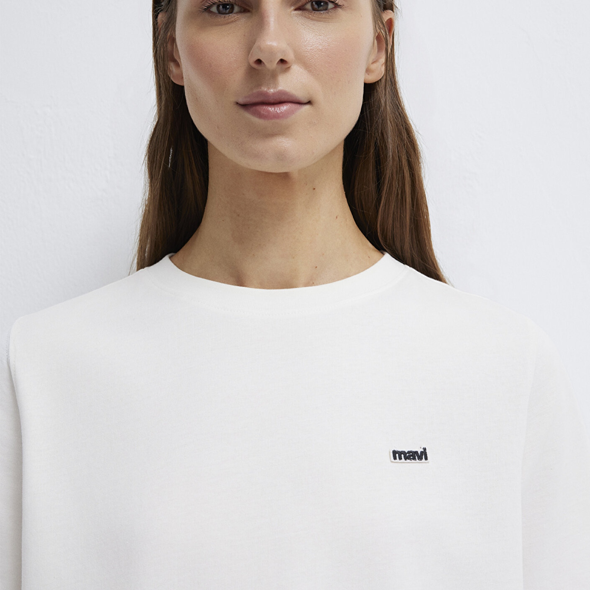 Mavi Mavi Logo Baskılı Ekru Tişört Regular Fit / Normal Kesim 1613407-70057