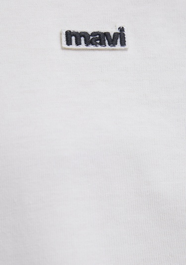  Mavi Mavi Logo Baskılı Ekru Tişört Regular Fit / Normal Kesim 1613407-70057