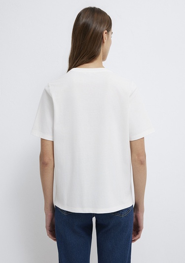  Mavi Mavi Logo Baskılı Ekru Tişört Regular Fit / Normal Kesim 1613407-70057