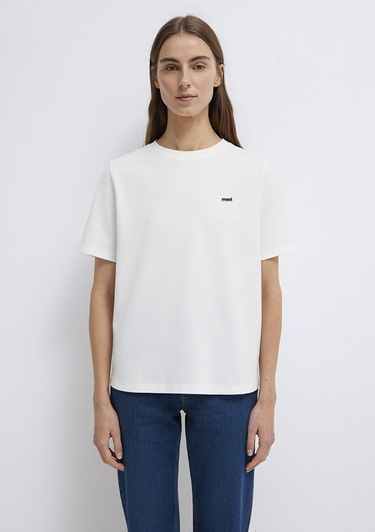  Mavi Mavi Logo Baskılı Ekru Tişört Regular Fit / Normal Kesim 1613407-70057