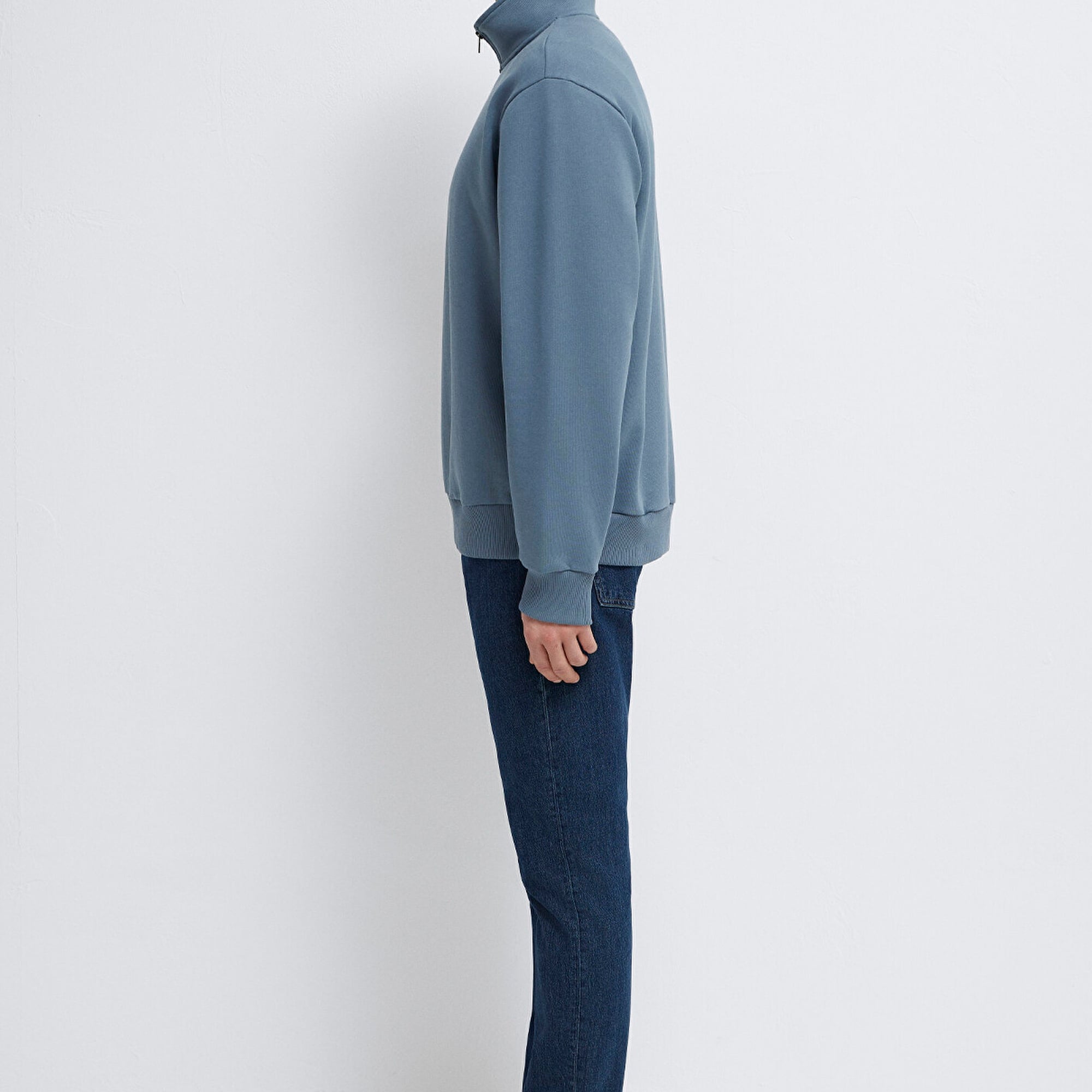 Mavi Yarı Fermuarlı Mavi Basic Sweatshirt 0S10419-80889