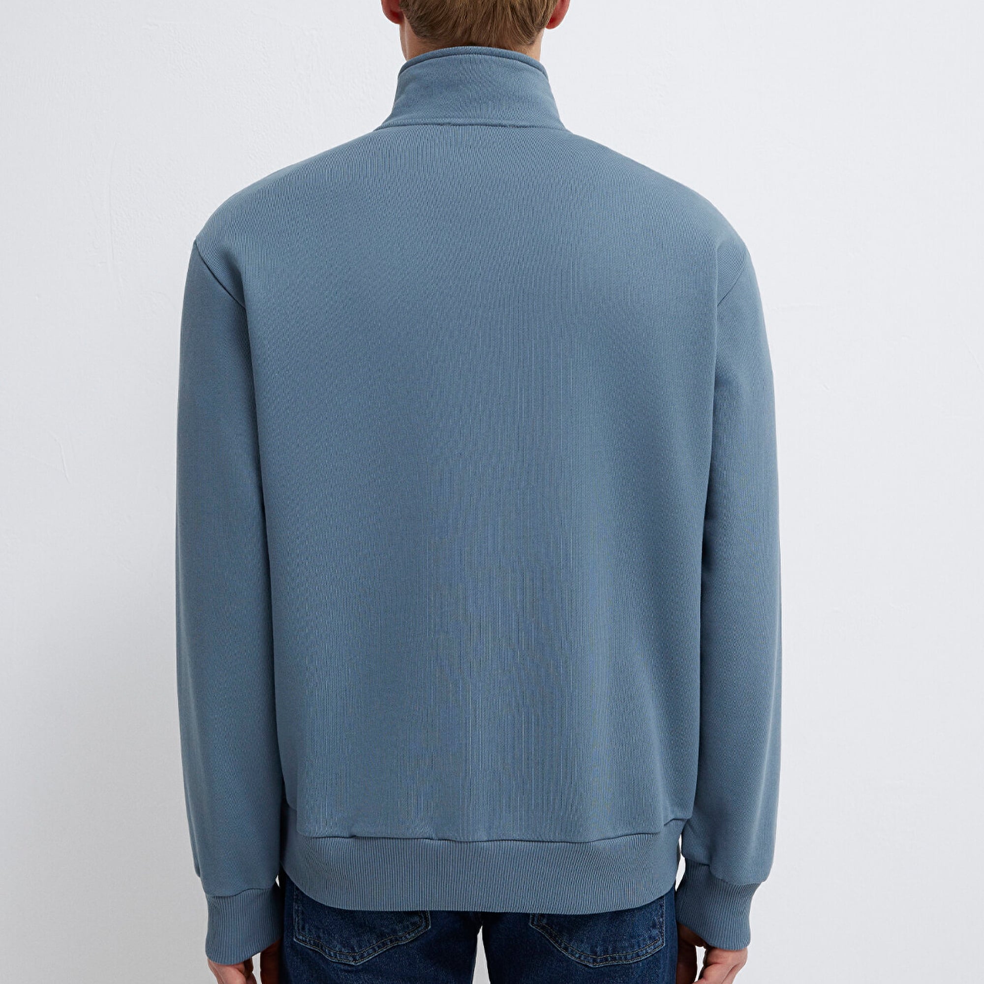 Mavi Yarı Fermuarlı Mavi Basic Sweatshirt 0S10419-80889