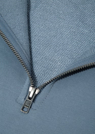  Mavi Yarı Fermuarlı Mavi Basic Sweatshirt 0S10419-80889