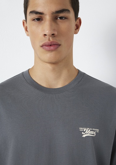  Mavi Mavi Baskılı Gri Tişört Loose Fit / Bol Rahat Kesim 0612840-80776