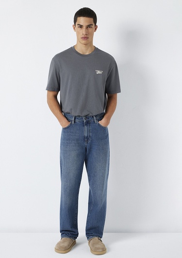  Mavi Mavi Baskılı Gri Tişört Loose Fit / Bol Rahat Kesim 0612840-80776