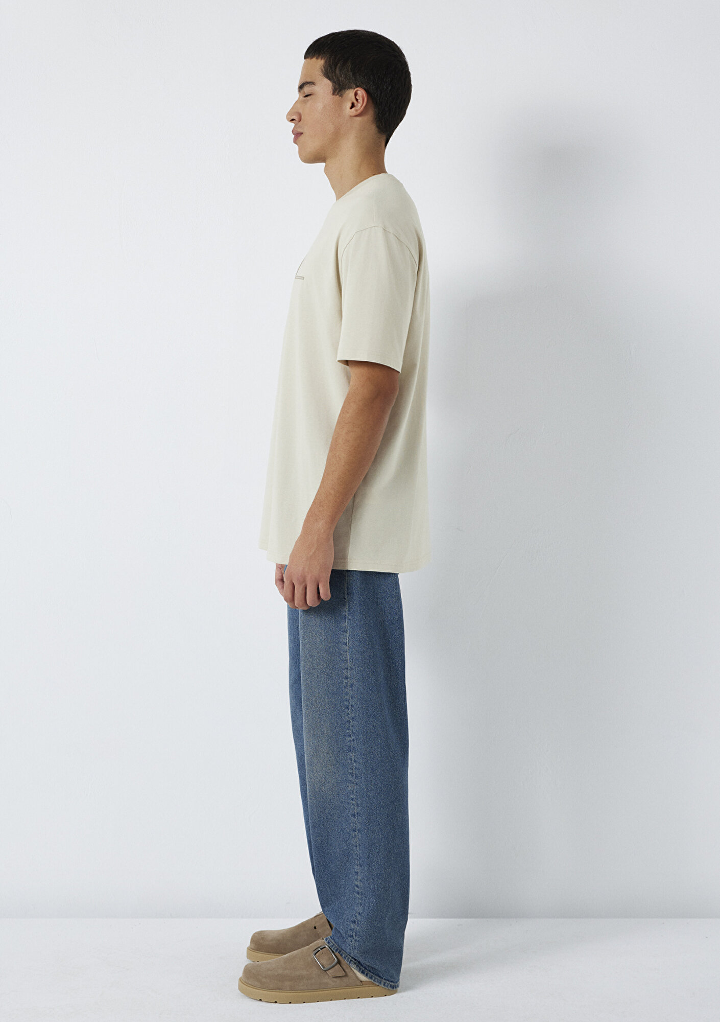 Mavi Mavi Baskılı Bej Tişört Loose Fit / Bol Rahat Kesim 0613128-70144