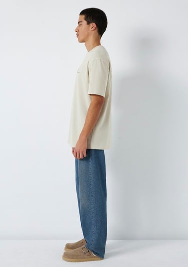  Mavi Mavi Baskılı Bej Tişört Loose Fit / Bol Rahat Kesim 0613128-70144
