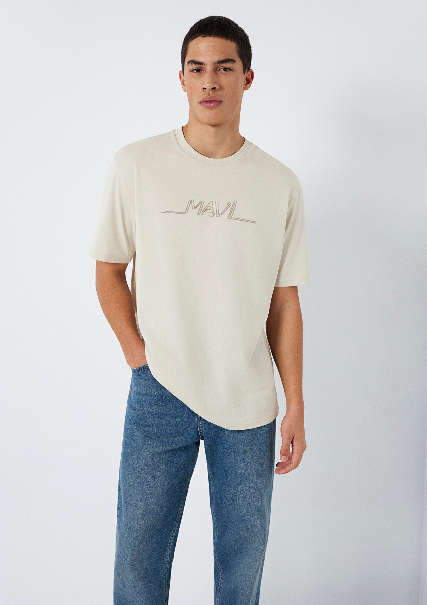 Mavi Mavi Baskılı Antrasit Tişört Loose Fit / Bol Rahat Kesim 0613128-70088