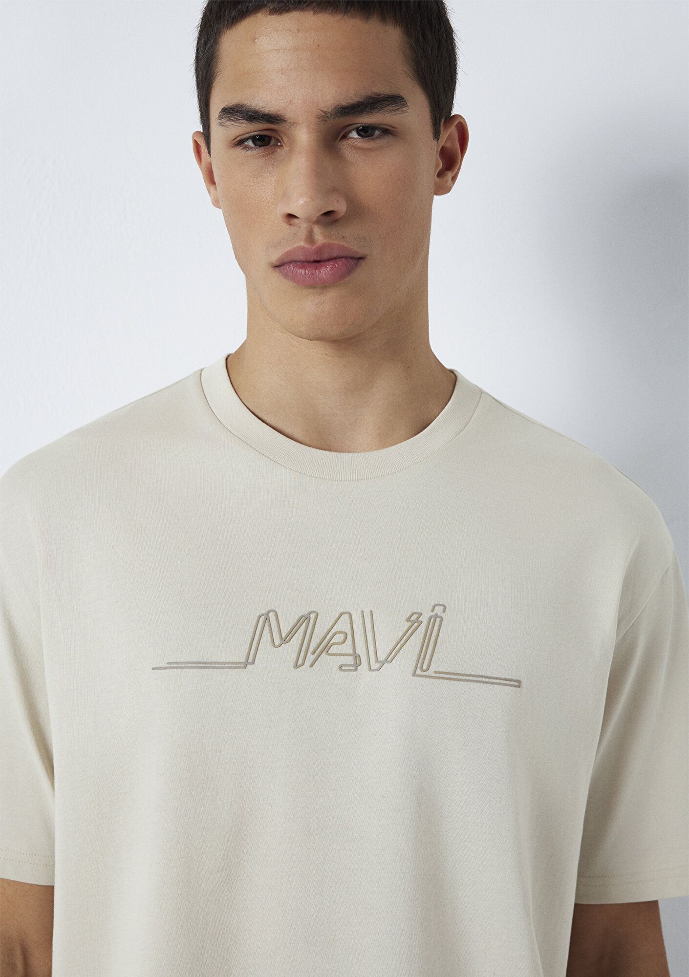 Mavi Mavi Baskılı Bej Tişört Loose Fit / Bol Rahat Kesim 0613128-70144