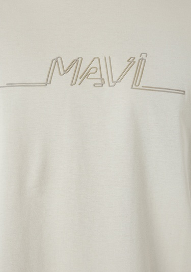  Mavi Mavi Baskılı Bej Tişört Loose Fit / Bol Rahat Kesim 0613128-70144