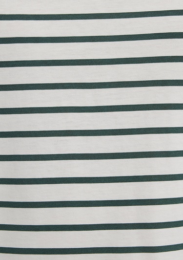  Mavi Yeşil Çizgili Ekru Tişört Loose Fit / Bol Rahat Kesim 0613274-71930