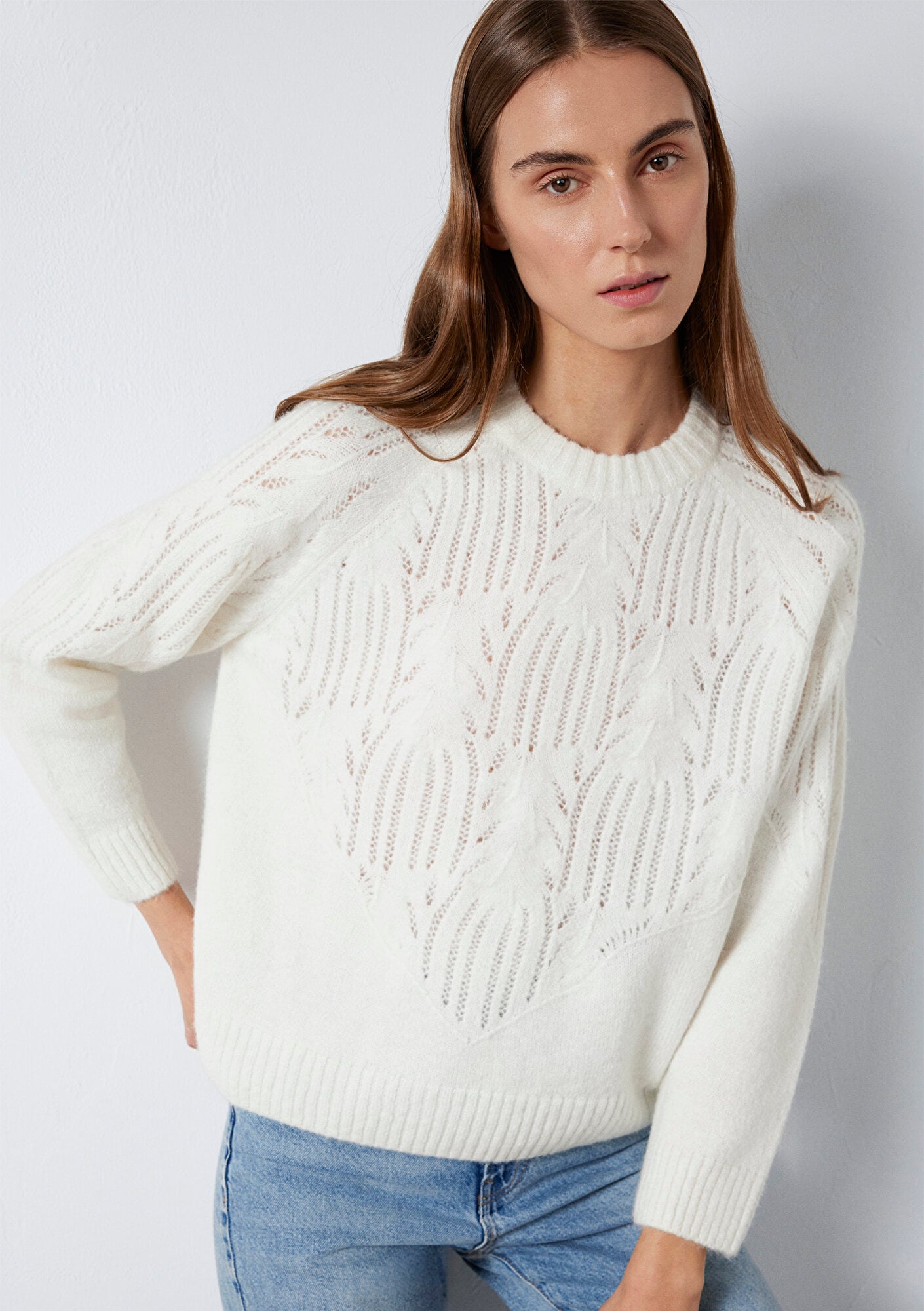 Mavi Ekru Kazak Loose Fit / Bol Rahat Kesim 1710852-70057