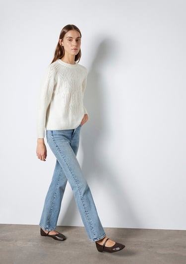  Mavi Ekru Kazak Loose Fit / Bol Rahat Kesim 1710852-70057