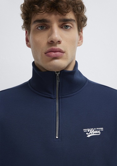  Mavi Yarı Fermuarlı Lacivert Sweatshirt 0S10465-70497