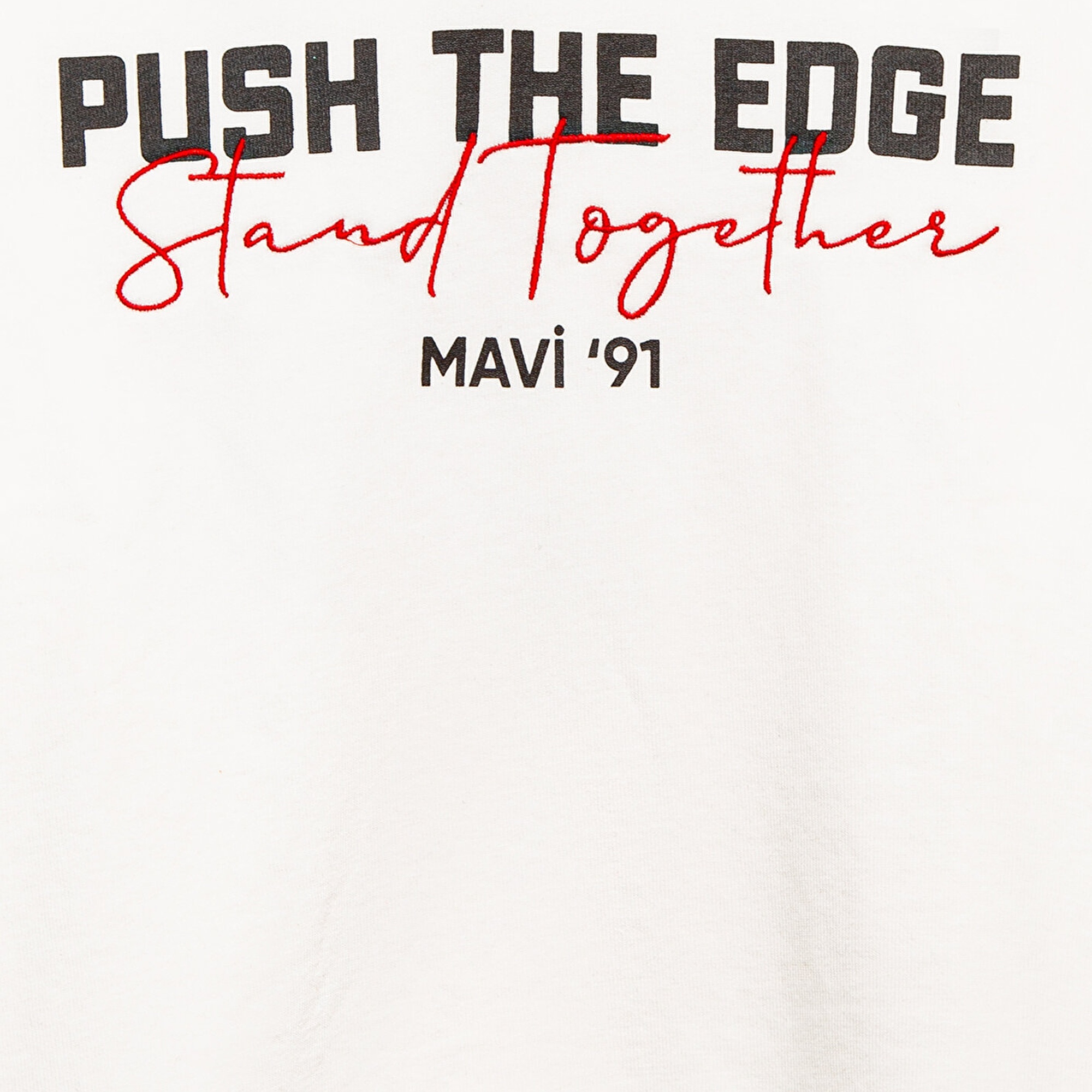 Mavi Stand Together Baskılı Kapüşonlu Ekru Sweatshirt 6S10181-70057