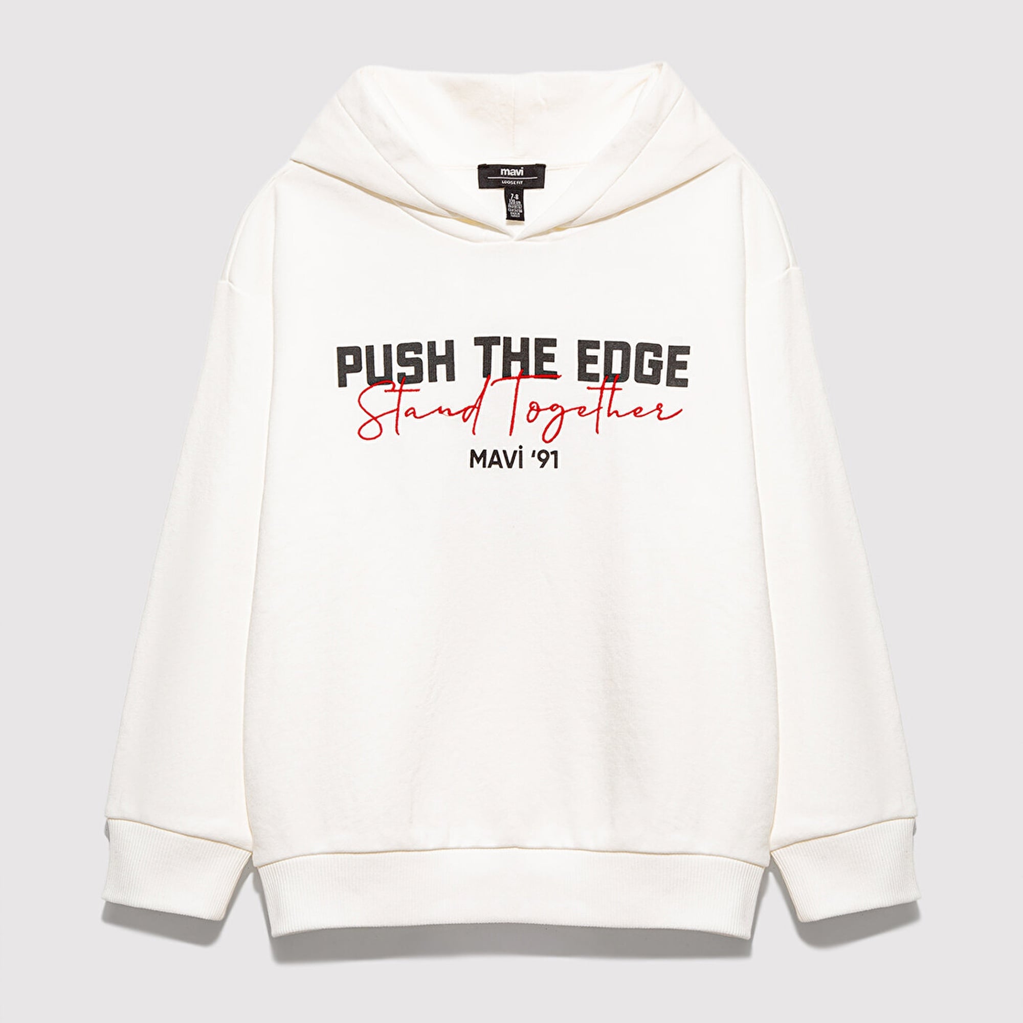 Mavi Stand Together Baskılı Kapüşonlu Ekru Sweatshirt 6S10181-70057