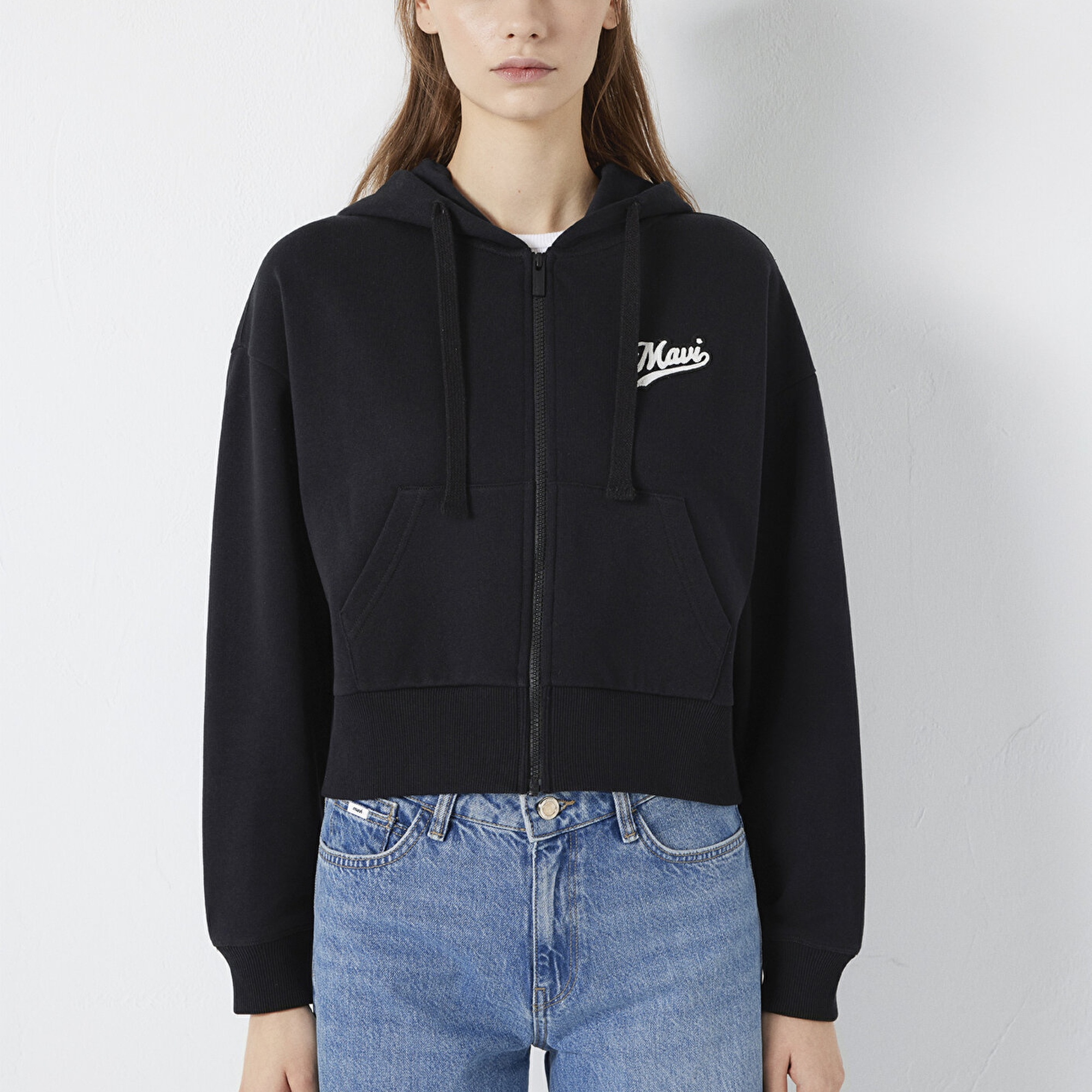 Mavi Mavi Logo Baskılı Kapüşonlu Siyah Sweatshirt 1S10486-900