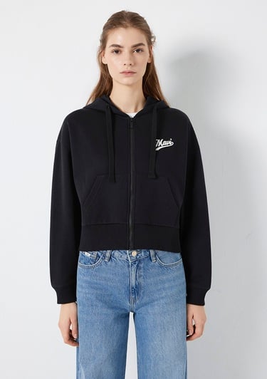  Mavi Mavi Logo Baskılı Kapüşonlu Siyah Sweatshirt 1S10486-900