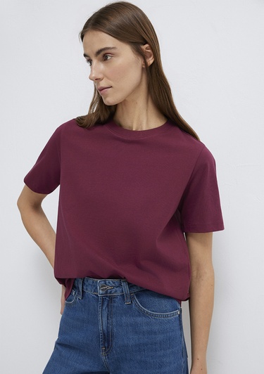  Mavi Bordo Basic Tişört Regular Fit / Normal Kesim 1600965-70393