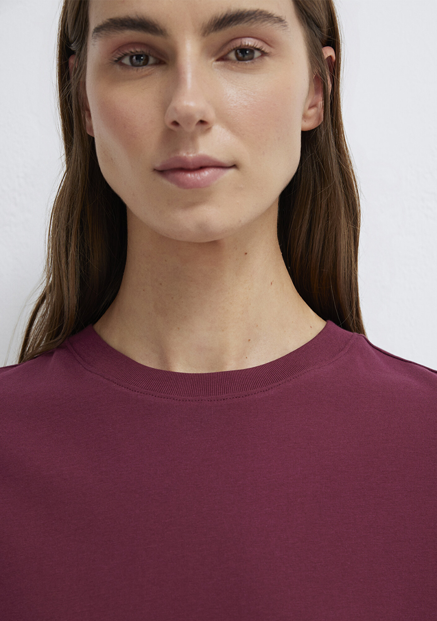  Mavi Bordo Basic Tişört Regular Fit / Normal Kesim 1600965-70393