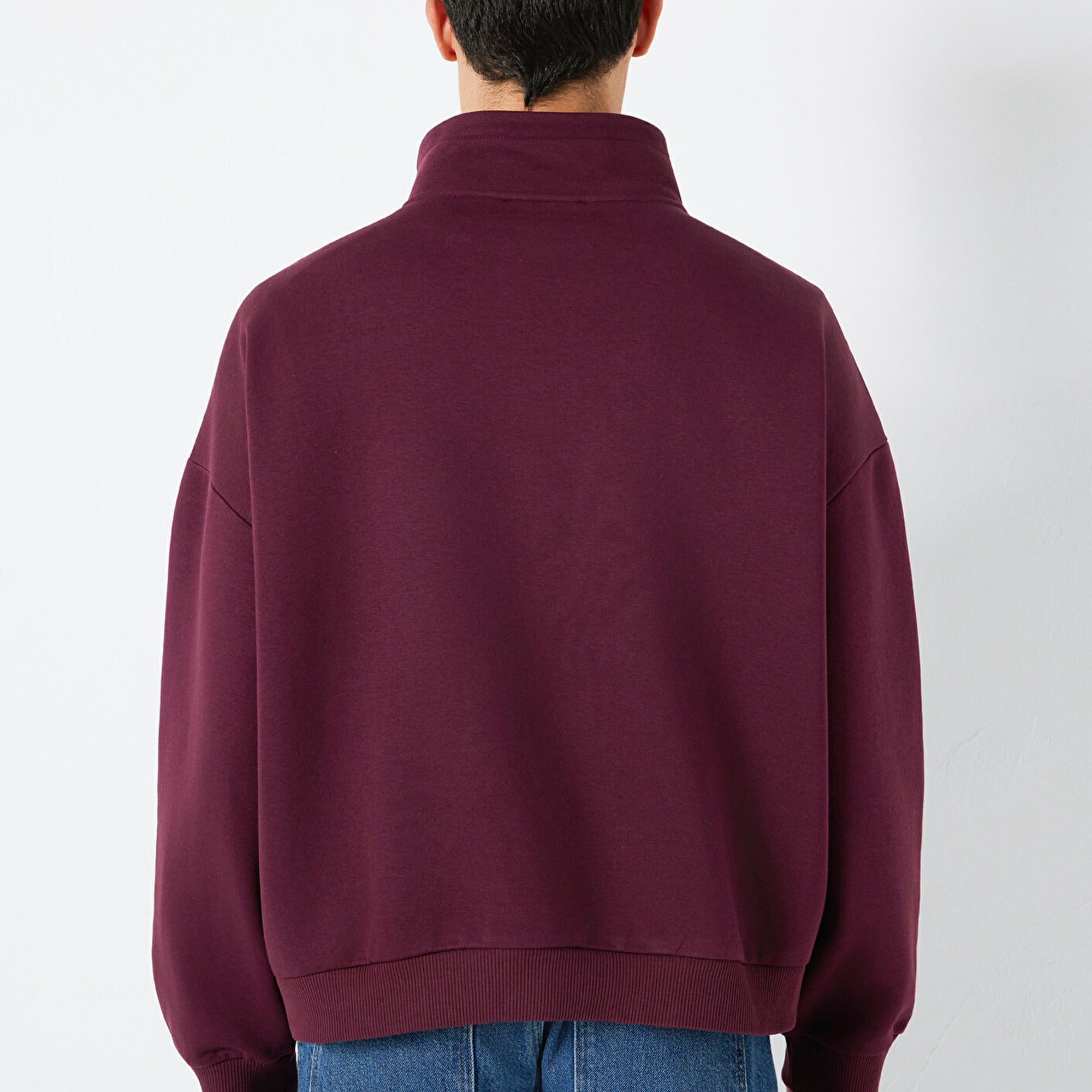 Mavi Mavi Logo Baskılı Yarı Fermuarlı Bordo Sweatshirt 0S10208-70434