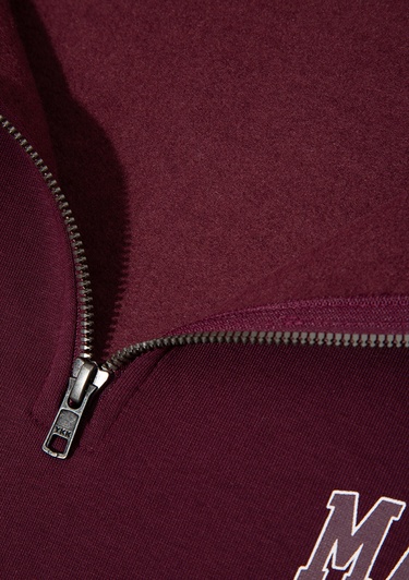  Mavi Mavi Logo Baskılı Yarı Fermuarlı Bordo Sweatshirt 0S10208-70434