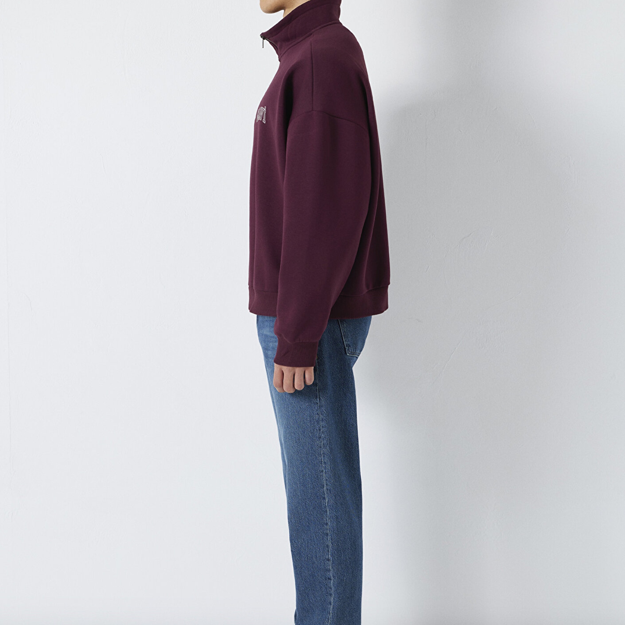 Mavi Mavi Logo Baskılı Yarı Fermuarlı Bordo Sweatshirt 0S10208-70434