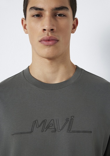  Mavi Mavi Baskılı Antrasit Tişört Loose Fit / Bol Rahat Kesim 0613128-70088