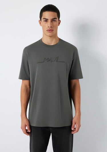  Mavi Mavi Baskılı Antrasit Tişört Loose Fit / Bol Rahat Kesim 0613128-70088